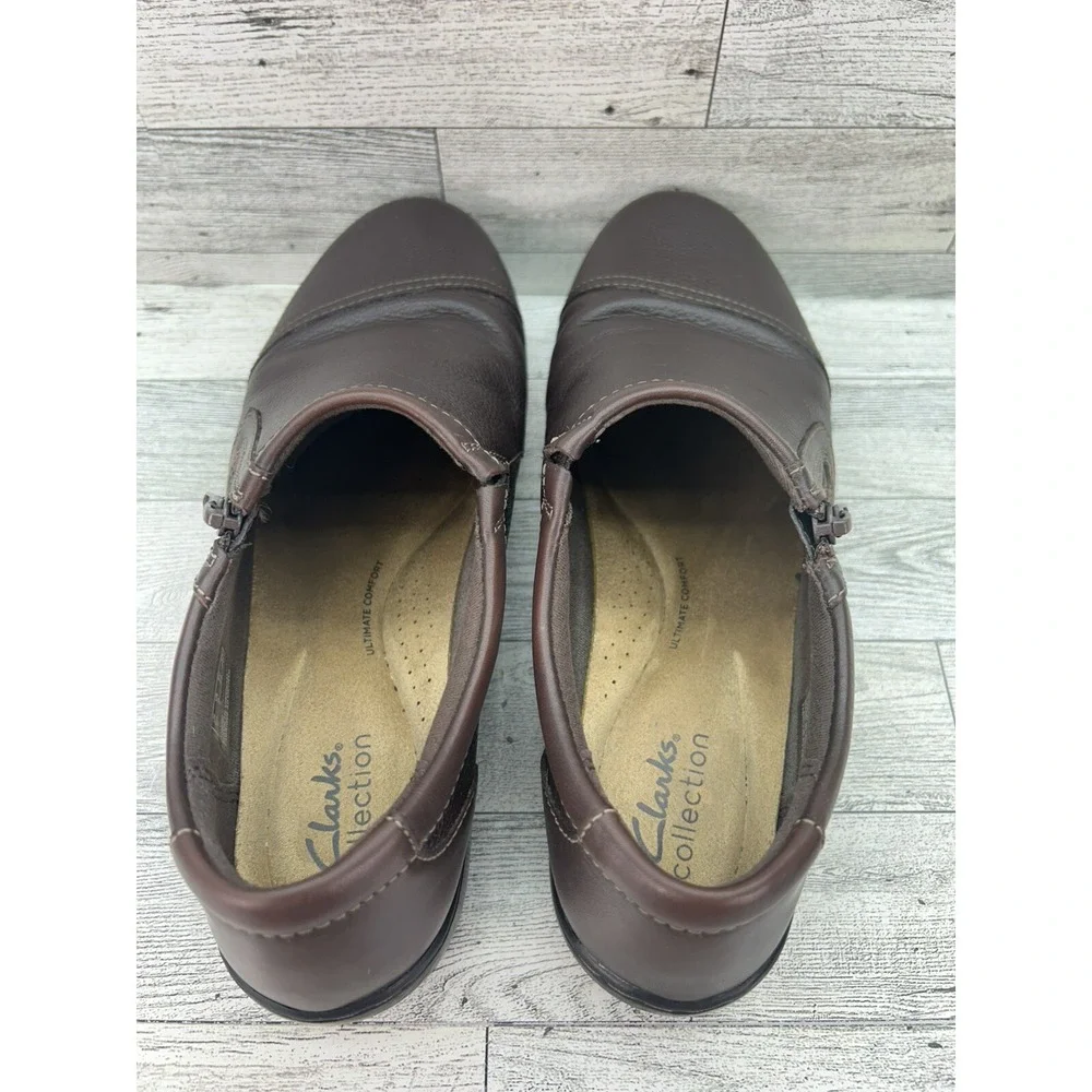 Collection By Clarks Cora Giny Brown‎ Tumbled Leather Loafer Slip on Womens 9W